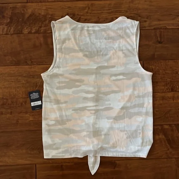 NWT Lucky Brand Peach Tan Camo Tie Front Tank Top V Neck - Picture 10 of 12